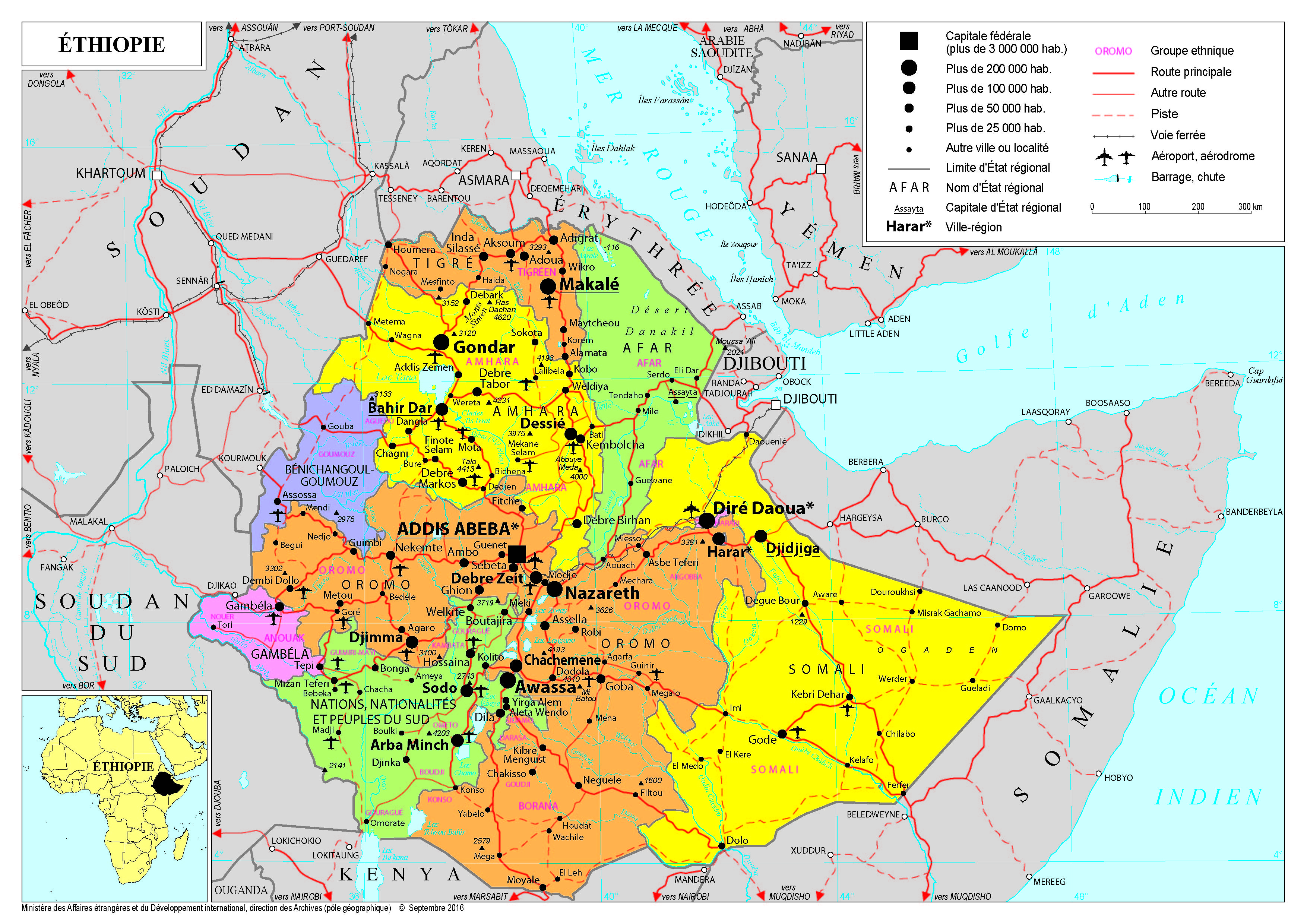 Carte de l'Éthiopie (© Archives du Ministère de l’Europe et des Affaires étrangères - La Courneuve).